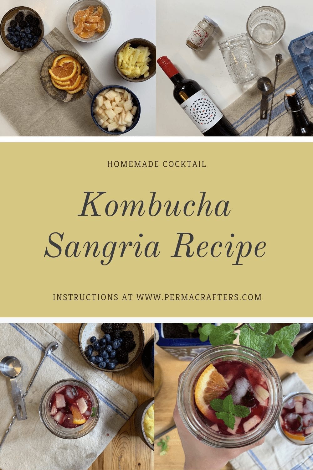 Kombucha Sangria Recipe | Homemade Cocktail Pinterest