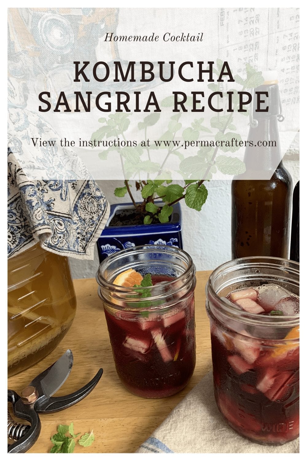 Kombucha Sangria Recipe | Homemade Cocktail Pinterest